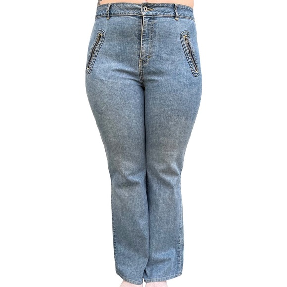 Y2K Nevada Embroidered Bootcut Jeans 12 | Mid Rise Stretch, Zip Pocket - Picture 2 of 6